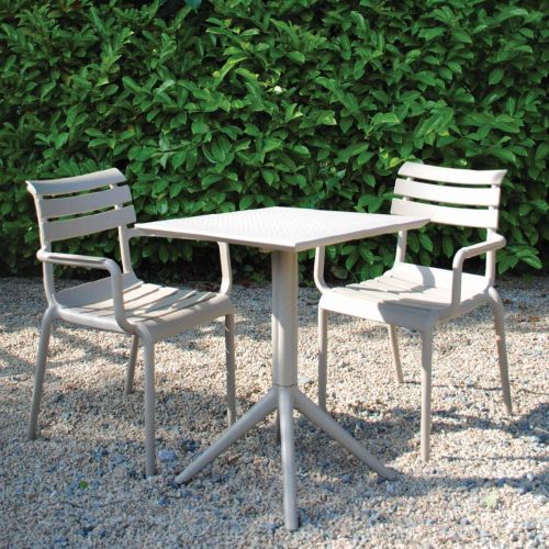 2 Seater Sky 60cm x 60cm Folding Table with Paris Chairs in Taupe