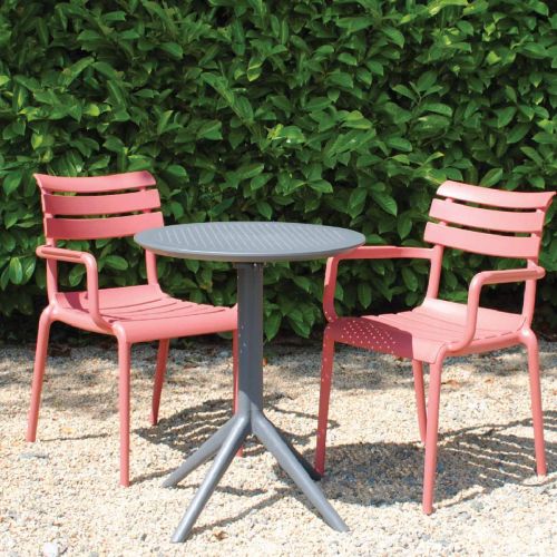 Sky Round 2 Seater Set Folding Table in Grey with Paris Chairs in Marsala