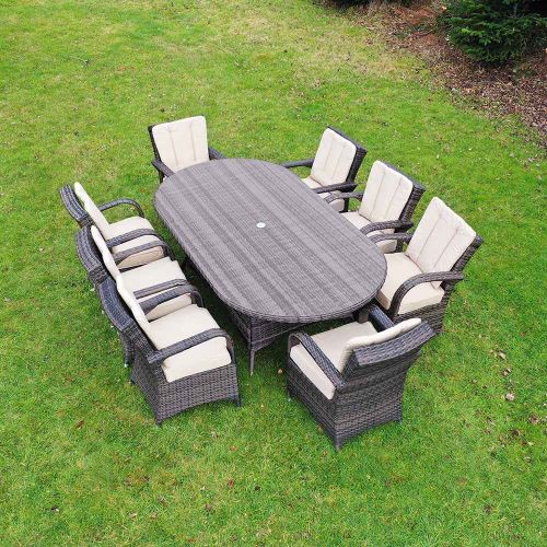 Cairo 8 Seat Set Oval Rattan Set with Cairo Chairs with Back Cushions