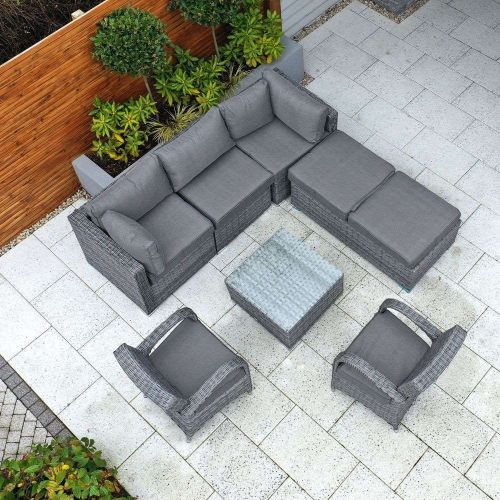 Rio Grande Corner Rattan Sofa Set With 2 Chicago Chairs - Grey