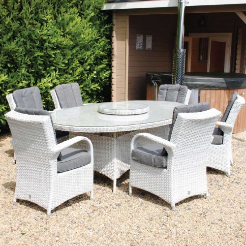 Roma 6 Seater Rattan Oval Table Set with Treviso Chairs and Lazy Susan