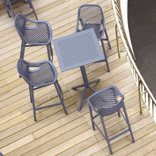 4 Air Bar Chairs and Sky Bar Folding Table Set in Grey