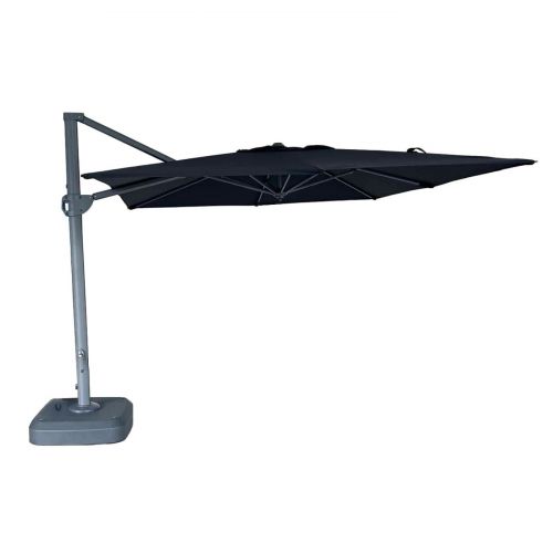Solora Square Cantilever Parasol 3m x 3m in Charcoal with Plastic Base