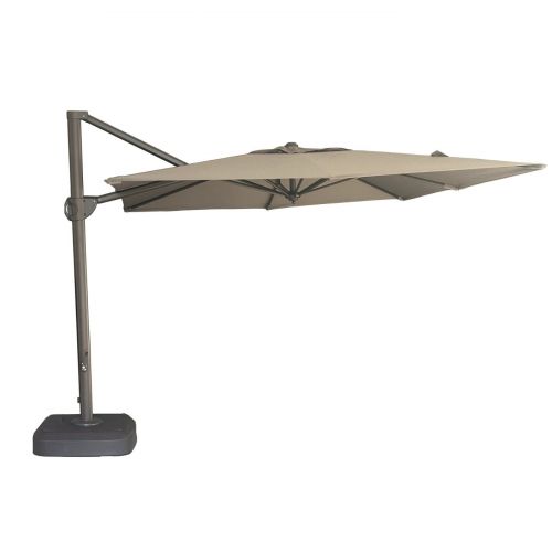 Solora Square Cantilever Parasol 3m x 3m in Taupe with Plastic Base