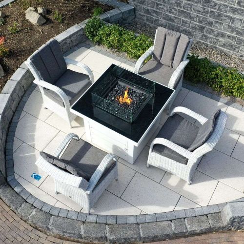 Treviso 4 Seater Square Rattan Fire Pit Lounge Set
