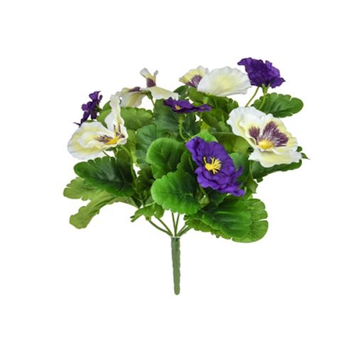 28cm Flowering Pansy Mix Bush - Purple & White