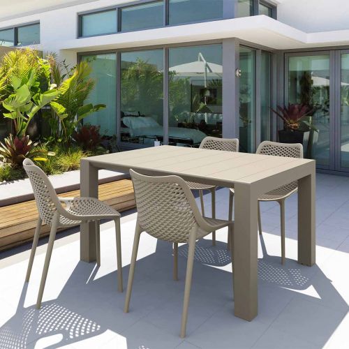 Vegas 4-6 Seater Expanding Table with Air Chairs Set in Taupe